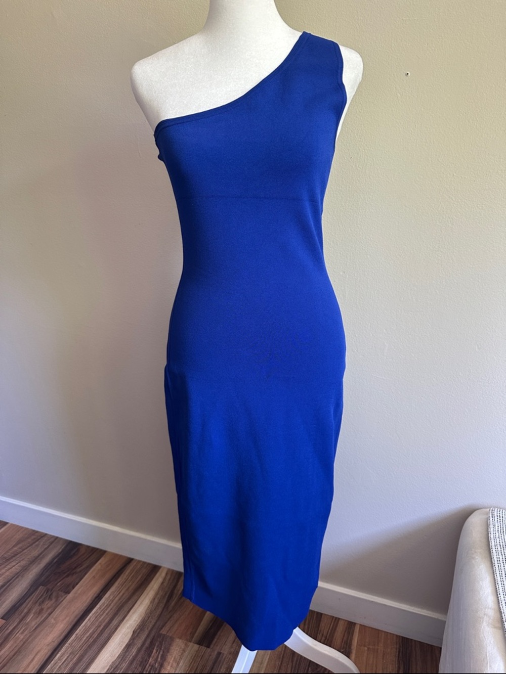 Diane Von Furstenburg One-Shoulder Cobalt Blue Midi Dress